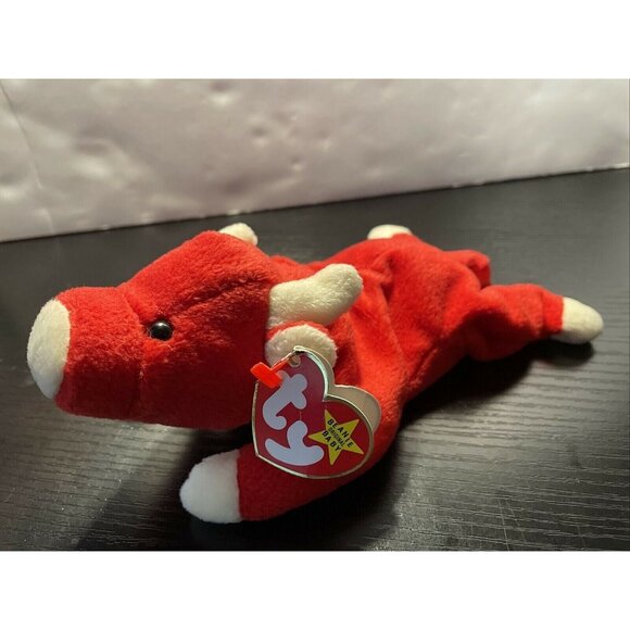 TY Beanie Baby Snort Bull Cow PVC Pellets very rare errors red 4002 - Picture 1 of 11
